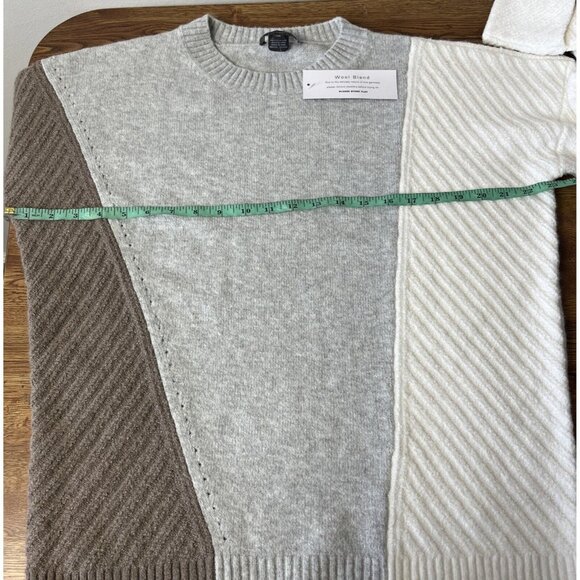 FRENCH CONNECTION Colorblock Grey Ivory Tan Sophia Viola Sweater Pullover Sz XS - Picture 6 of 7